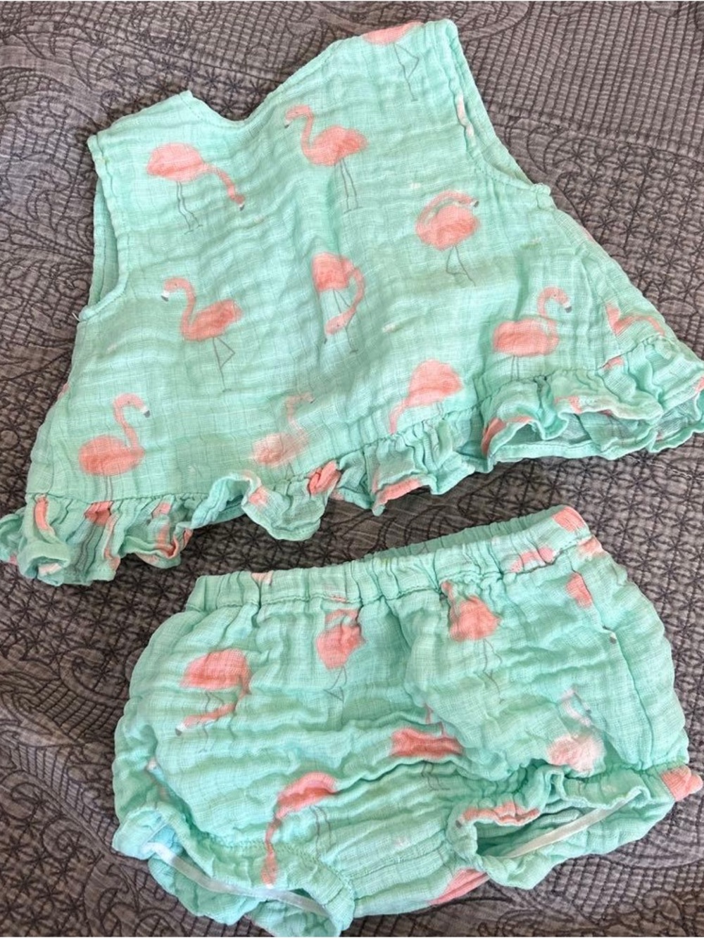 Angel Dear Baby 18-24 Months Flamino Ruffle Top + Bloomers Set 100% Cotton 🦩